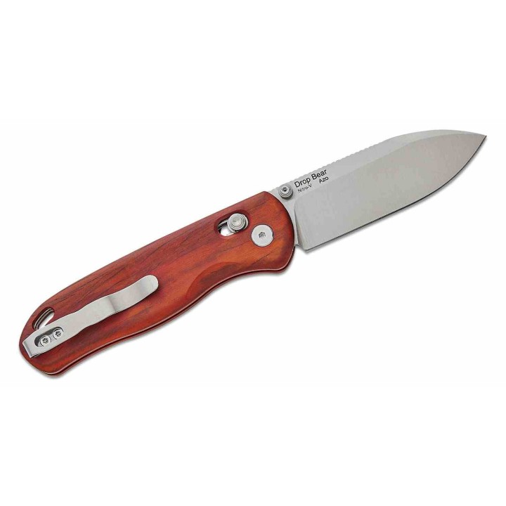 Couteau Kizer Drop Bear Clutch Lock Lame Acier Nitro-V Manche Bois Mkuluti Clip KIV3619A6 - Livraison Gratuite