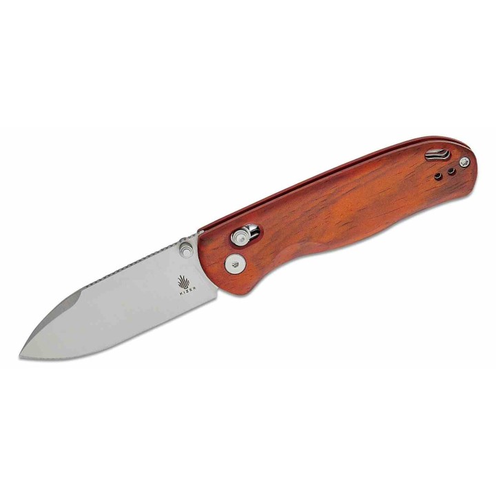 Couteau Kizer Drop Bear Clutch Lock Lame Acier Nitro-V Manche Bois Mkuluti Clip KIV3619A6 - Livraison Gratuite