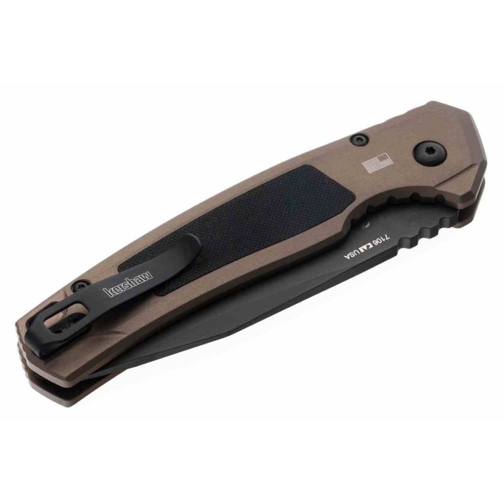 Couteau Kershaw Auto Launch 21 Automatique Lame Acier CPM-M4 Manche Alu FDE/G10 Made In USA KS7106 - Livraison Gratuite