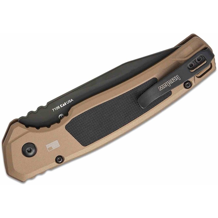 Couteau Kershaw Auto Launch 21 Automatique Lame Acier CPM-M4 Manche Alu FDE/G10 Made In USA KS7106 - Livraison Gratuite