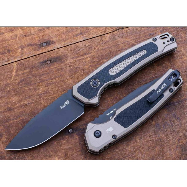 Couteau Kershaw Auto Launch 21 Automatique Lame Acier CPM-M4 Manche Alu FDE/G10 Made In USA KS7106 - Livraison Gratuite