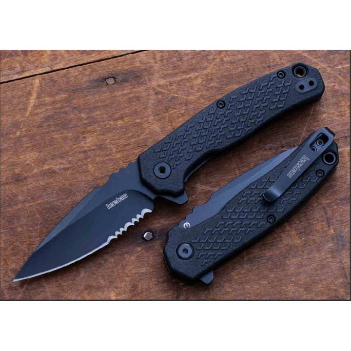 Couteau Kershaw Conduit A/O Lame Spear Point Serr Acier 8Cr13MoV Manche FRN Linerlock Clip KS1407ST - Livraison Gratuite