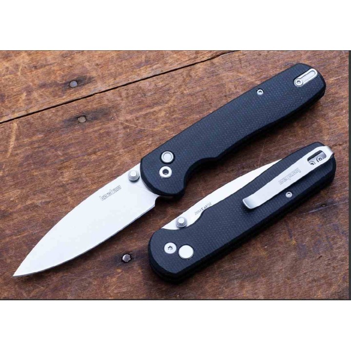 Couteau Kershaw Remnant Lame Spear Point Acier D2 SW Manche Micarta Noir KVT Button Lock KS2054 - Livraison Gratuite