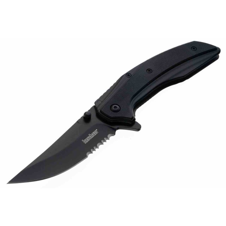 Couteau Kershaw Outright A/O Lame Upswept Serr Acier 8Cr13MoV Manche G10 /Acier Frame Lock Clip KS8320BLKST - Livraison Gratuite