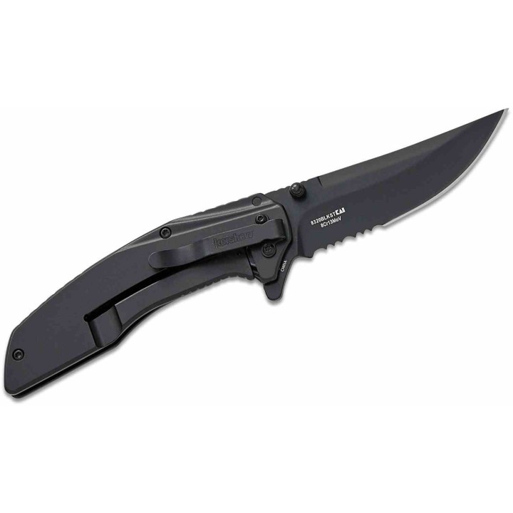 Couteau Kershaw Outright A/O Lame Upswept Serr Acier 8Cr13MoV Manche G10 /Acier Frame Lock Clip KS8320BLKST - Livraison Gratuite