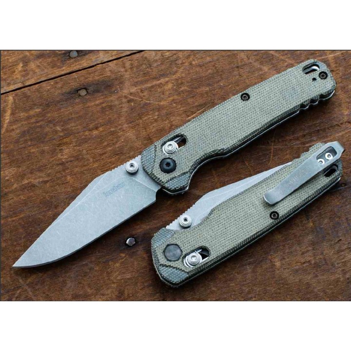 Couteau Kershaw Bel Air Green Lame Acier CPM-MagnaCut Manche Micarta DuraLock Clip Made USA KS6106 - Livraison Gratuite