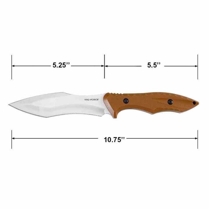 Couteau Tactique Tac Force Lame Fixe Acier 3Cr13MoV Manche Brown G10 Étui Nylon TFFIX120BN - Livraison Gratuite
