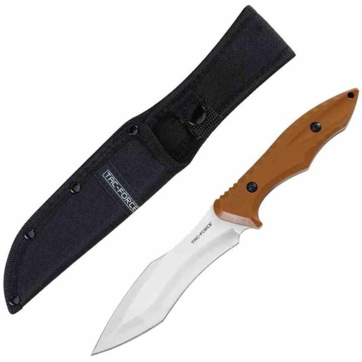 Couteau Tactique Tac Force Lame Fixe Acier 3Cr13MoV Manche Brown G10 Étui Nylon TFFIX120BN - Livraison Gratuite