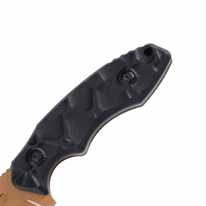 Couteau Tactique Tac Force Lame Fixe Tanto Acier 3Cr13MoV Bronze Manche Nylon Noir Étui Nylon TFFIX121BNZ - Livraison Gratuite