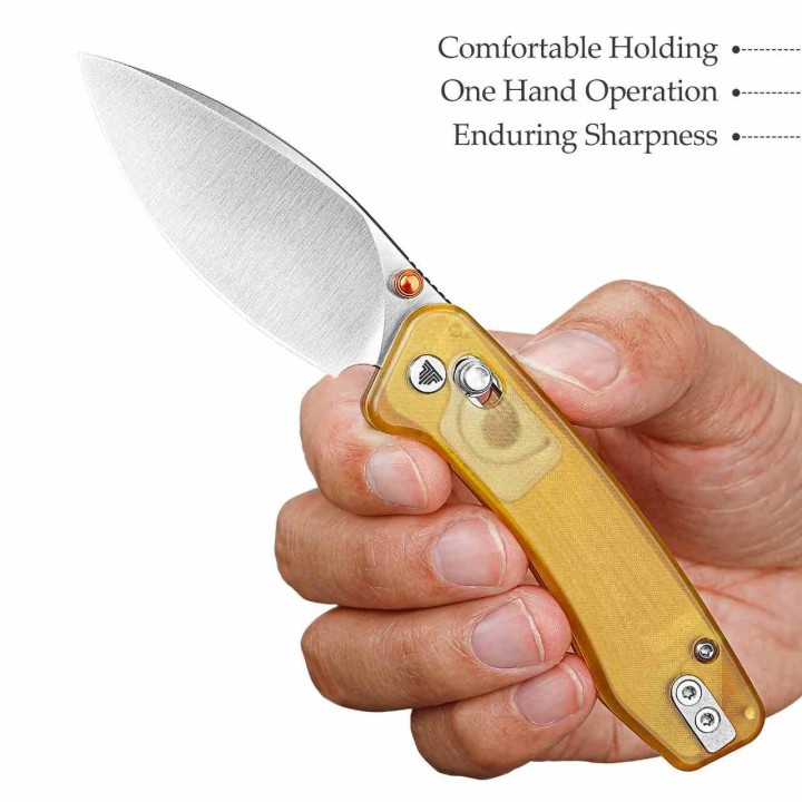 Couteau TRIVISA Koala-Y Ultem Lame Drop Point Acier N690 Crossbar Lock KIVT TVJM02YPN - Livraison Gratuite