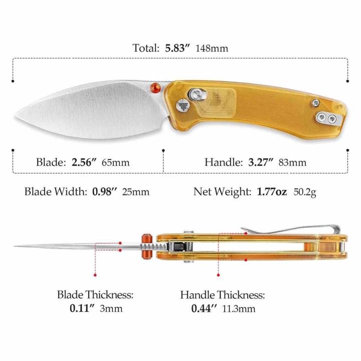 Couteau TRIVISA Koala-Y Ultem Lame Drop Point Acier N690 Crossbar Lock KIVT TVJM02YPN - Livraison Gratuite
