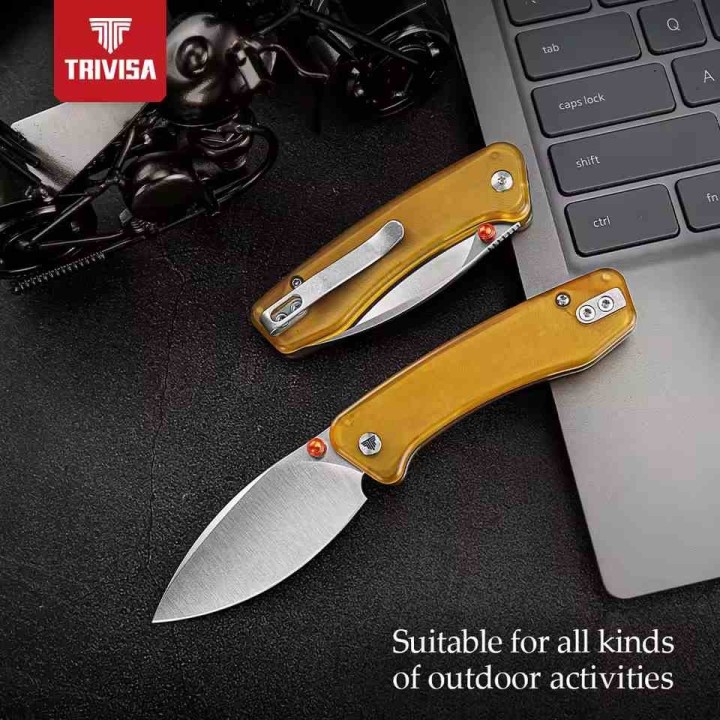 Couteau TRIVISA Koala-Y Ultem Lame Drop Point Acier N690 Crossbar Lock KIVT TVJM02YPN - Livraison Gratuite