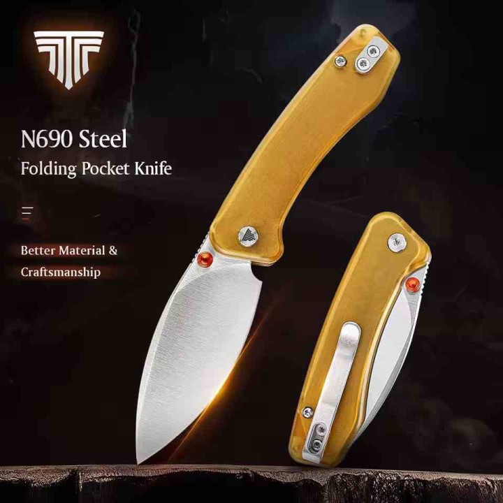 Couteau TRIVISA Koala-Y Ultem Lame Drop Point Acier N690 Crossbar Lock KIVT TVJM02YPN - Livraison Gratuite