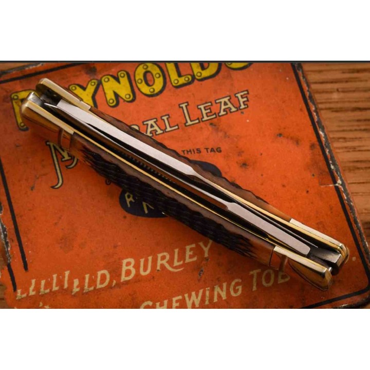 Couteau Rough Rider 30ème Anniversaire Small Moose Lames Acier 440 Os Brun Slip Joint Coffret RR2630 - Livraison Gratuite