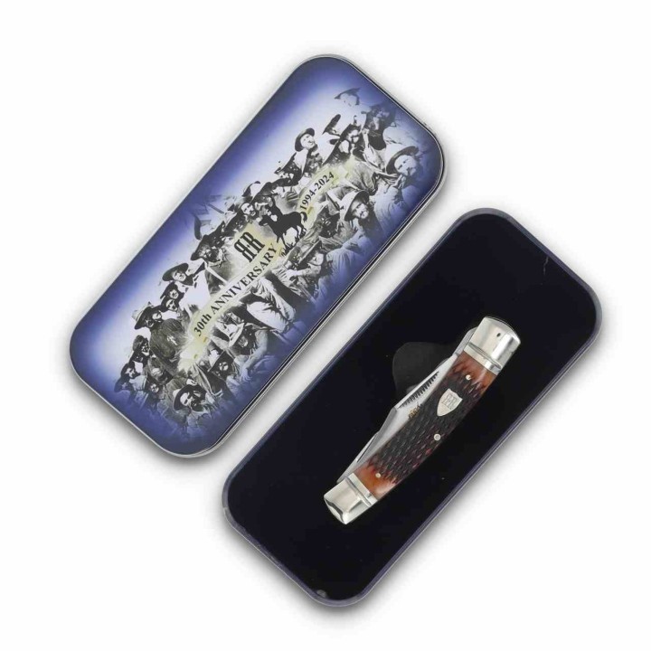 Couteau Rough Rider 30ème Anniversaire Small Moose Lames Acier 440 Os Brun Slip Joint Coffret RR2630 - Livraison Gratuite