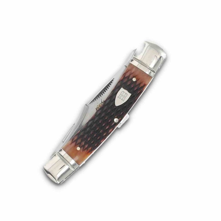 Couteau Rough Rider 30ème Anniversaire Small Moose Lames Acier 440 Os Brun Slip Joint Coffret RR2630 - Livraison Gratuite