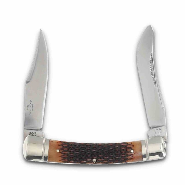 Couteau Rough Rider 30ème Anniversaire Small Moose Lames Acier 440 Os Brun Slip Joint Coffret RR2630 - Livraison Gratuite