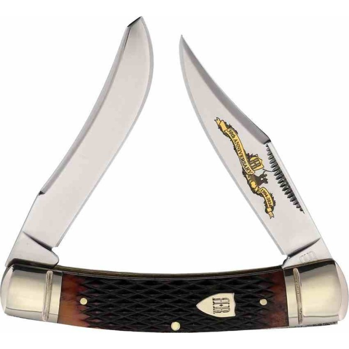 Couteau Rough Rider 30ème Anniversaire Small Moose Lames Acier 440 Os Brun Slip Joint Coffret RR2630 - Livraison Gratuite