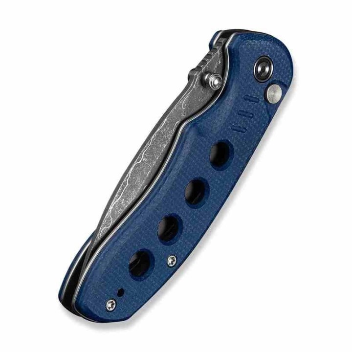 Couteau CIVIVI Triptych Damas Lame Acier Damas Manche Micarta Bleu Button Lock Clip KIVT C23085BDS1 - Livraison Gratuite