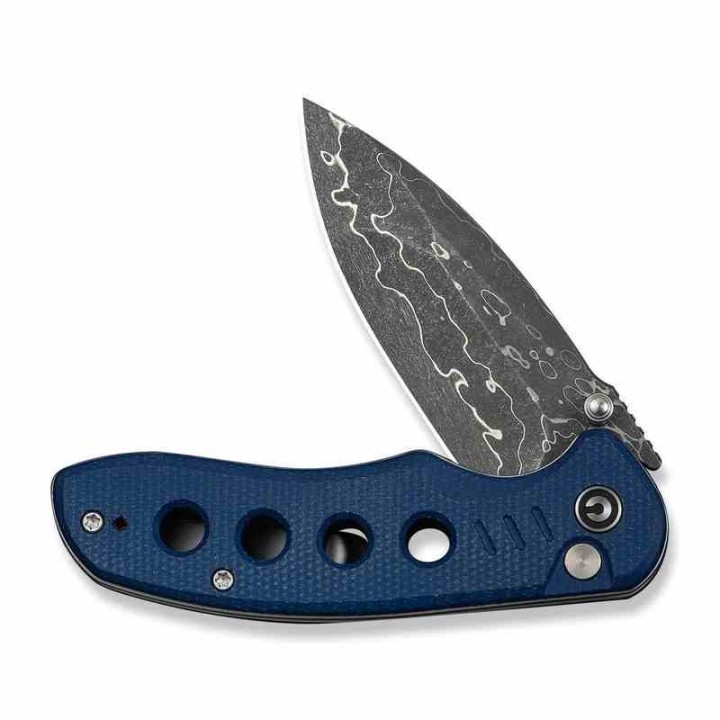 Couteau CIVIVI Triptych Damas Lame Acier Damas Manche Micarta Bleu Button Lock Clip KIVT C23085BDS1 - Livraison Gratuite