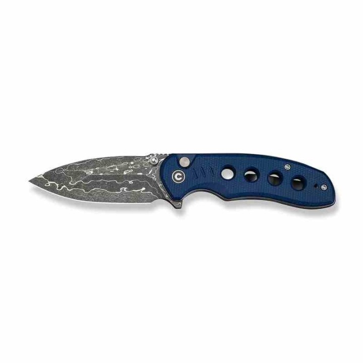 Couteau CIVIVI Triptych Damas Lame Acier Damas Manche Micarta Bleu Button Lock Clip KIVT C23085BDS1 - Livraison Gratuite