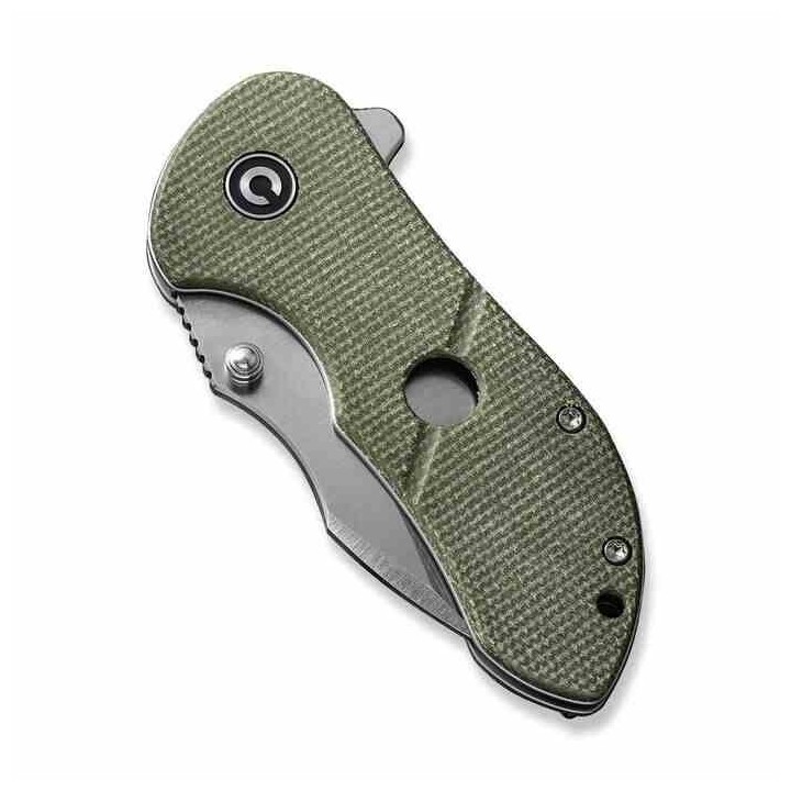 Couteau CIVIVI Gordo Green Lame Drop Point Acier D2 Satin Manche Micarta IKBS Linerlock Clip CIVC22018C2 - Livraison Gratuite