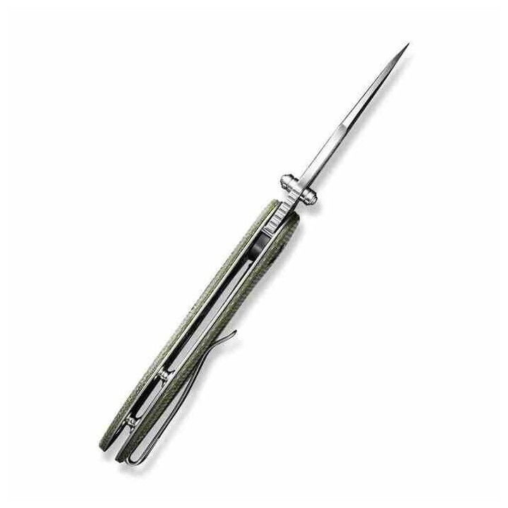 Couteau CIVIVI Gordo Green Lame Drop Point Acier D2 Satin Manche Micarta IKBS Linerlock Clip CIVC22018C2 - Livraison Gratuite