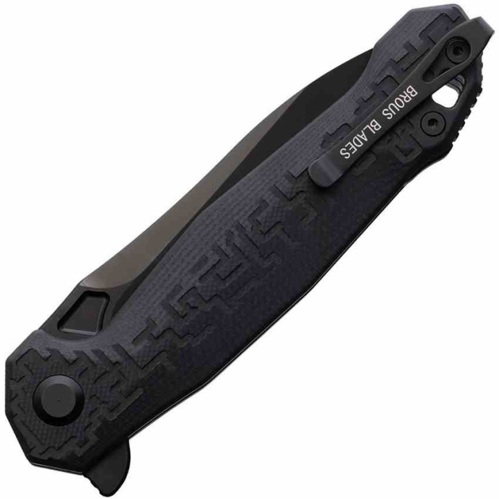 Couteau Brous Blades Bygones Lame Acier D2 Manche G10 Noir Linerlock USA BRB278 - Livraison Gratuite