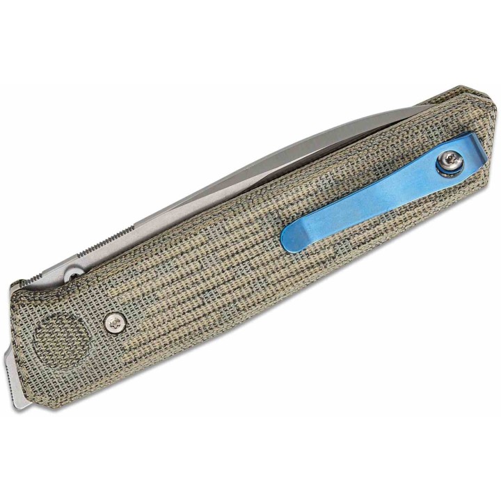 Couteau Reate Knives PL-6 Green/Black Lame Acier Nitro-V Manche Micarta Pivot Lock Clip REA184 - Livraison Gratuite