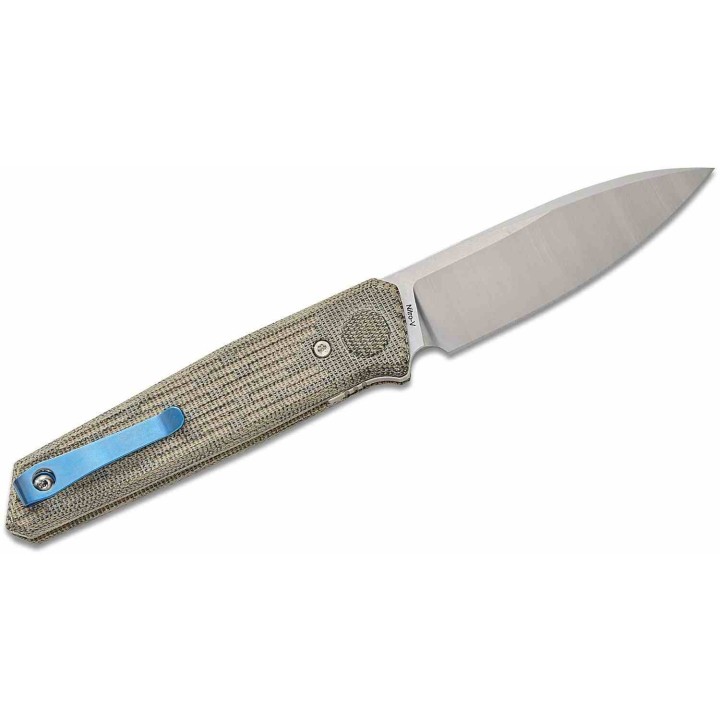 Couteau Reate Knives PL-6 Green/Black Lame Acier Nitro-V Manche Micarta Pivot Lock Clip REA184 - Livraison Gratuite