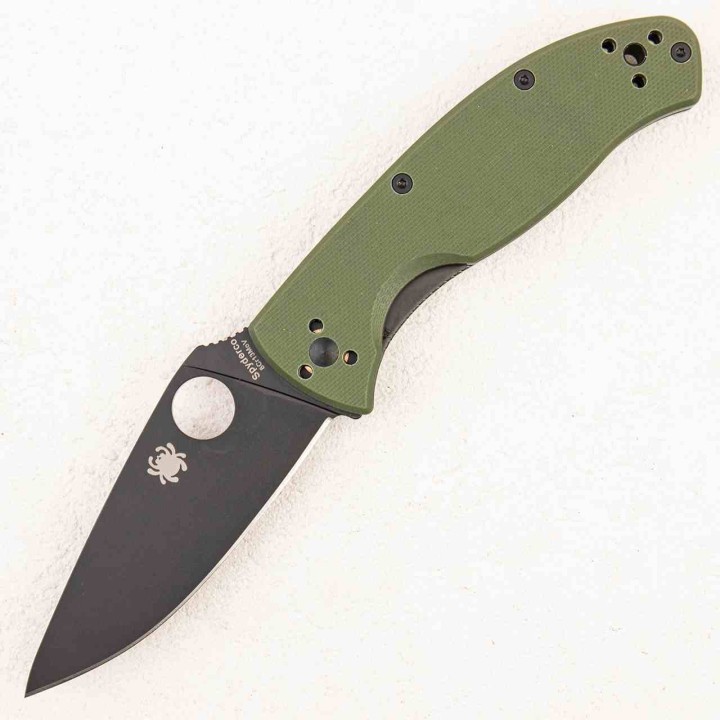 Couteau Spyderco Tenacious Lame Leaf Shaped Plain Acier 8CR13MOV Manche G10 Vert Liner Lock SC122GPBGR - Livraison Gratuite