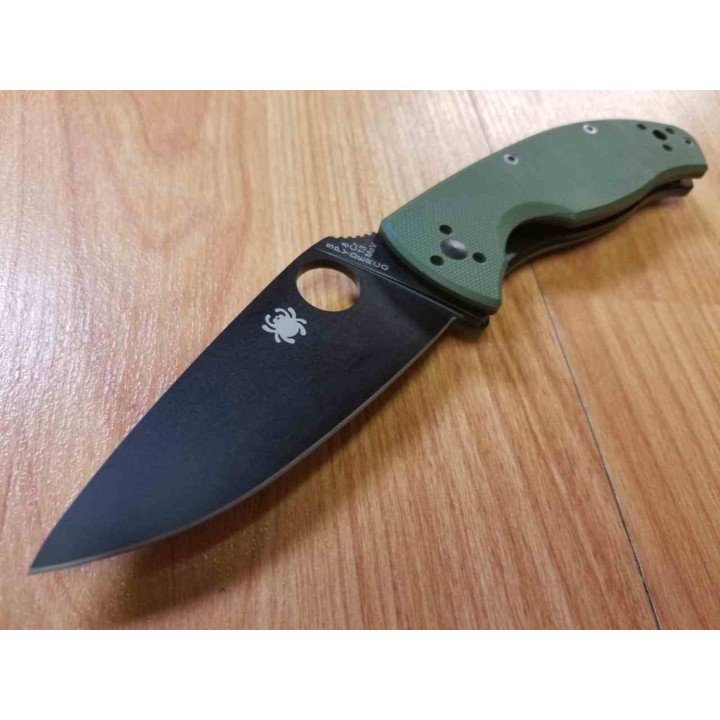 Couteau Spyderco Tenacious Lame Leaf Shaped Plain Acier 8CR13MOV Manche G10 Vert Liner Lock SC122GPBGR - Livraison Gratuite