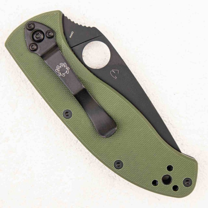 Couteau Spyderco Tenacious Lame Leaf Shaped Plain Acier 8CR13MOV Manche G10 Vert Liner Lock SC122GPBGR - Livraison Gratuite