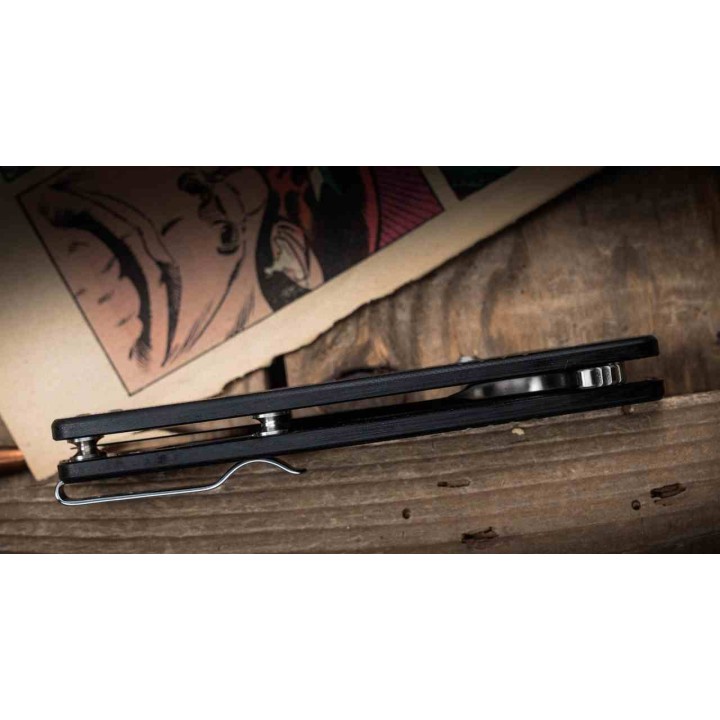 Couteau QSP ChefMaster Lame Sheepsfoot Satin Acier 14C28N Manche G10 Noir Liner Lock QS163A1 - Livraison Gratuite