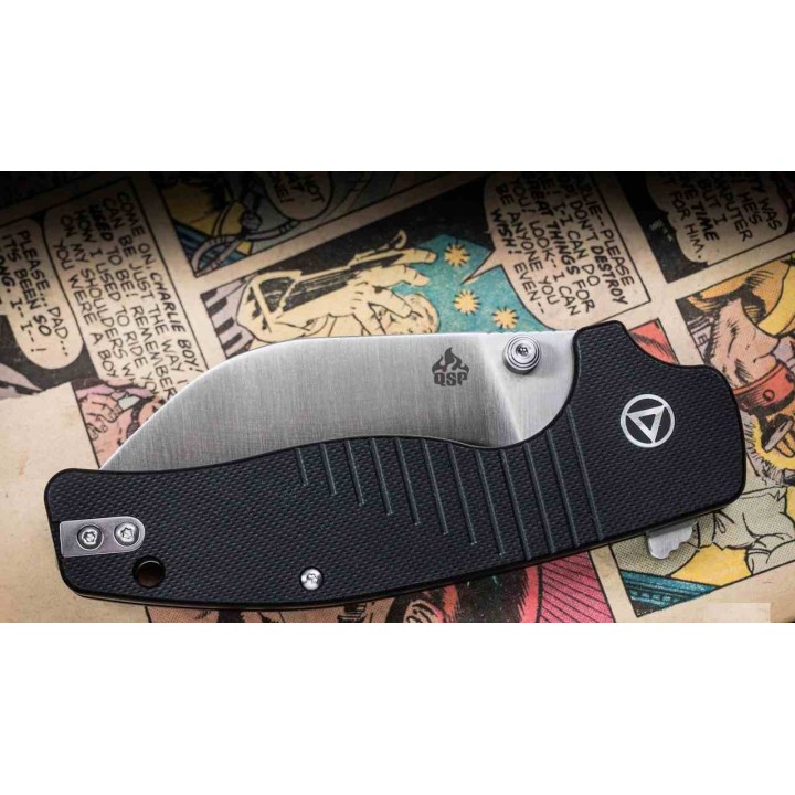 Couteau QSP ChefMaster Lame Sheepsfoot Satin Acier 14C28N Manche G10 Noir Liner Lock QS163A1 - Livraison Gratuite