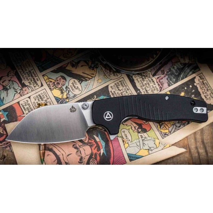 Couteau QSP ChefMaster Lame Sheepsfoot Satin Acier 14C28N Manche G10 Noir Liner Lock QS163A1 - Livraison Gratuite