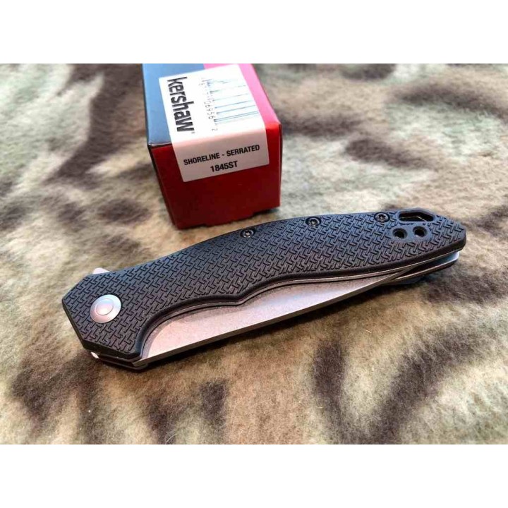 Couteau Kershaw Shoreline A/O Lame Combo SW Acier 8Cr13MoV Manche FRN Liner Lock KS1845ST - Livraison Gratuite