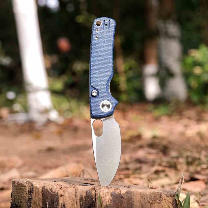Couteau Vosteed Porcupine Blue Lame Acier 14C28N Manche Micarta KIVT Liner Lock VOSA2605 - Livraison Gratuite