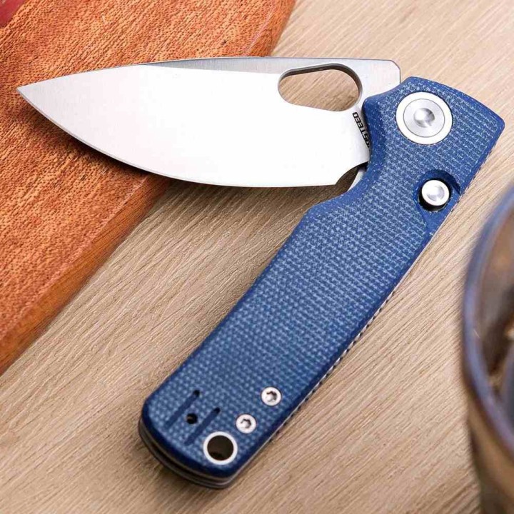 Couteau Vosteed Porcupine Blue Lame Acier 14C28N Manche Micarta KIVT Liner Lock VOSA2605 - Livraison Gratuite
