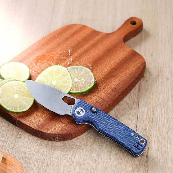 Couteau Vosteed Porcupine Blue Lame Acier 14C28N Manche Micarta KIVT Liner Lock VOSA2605 - Livraison Gratuite