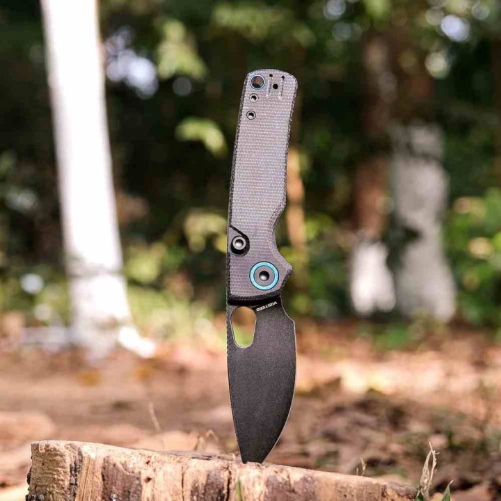 Couteau Vosteed Porcupine Black Lame Acier 14C28N Manche Micarta KIVT Liner Lock VOSA2601 - Livraison Gratuite