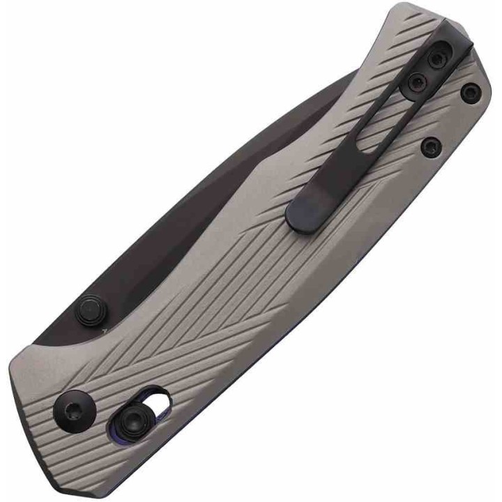 Couteau ABKT TAC Interlace Lame Acier D2 Manche Aluminium Gris et Bleu Slide Lock KIVT Clip AB1028BL - Livraison Gratuite