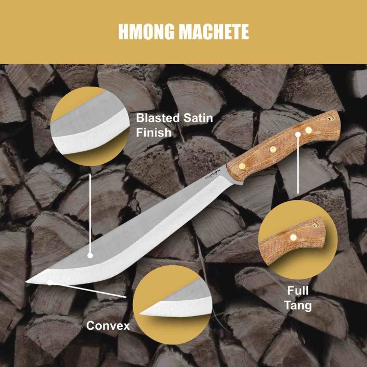 Machette Condor Hmong Lame Acier Carbone 1075 Manche Micarta Etui Cuir Made Salvador CTK3982115HC - Livraison Gratuite