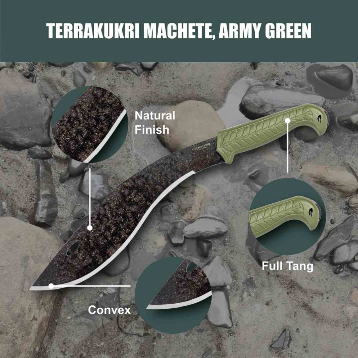 Kukkri Condor Terrakukri Army Green Lame Acier Carbone 1075 Manche & Etui ABS Salvador CTK286213AHC - Livraison Gratuite