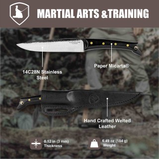 Couteau Condor Scythian Horse Lame Scythe Acier 14C28N Manche Micarta Etui Cuir Made Salvador CTK106165SK - Livraison Gratuite