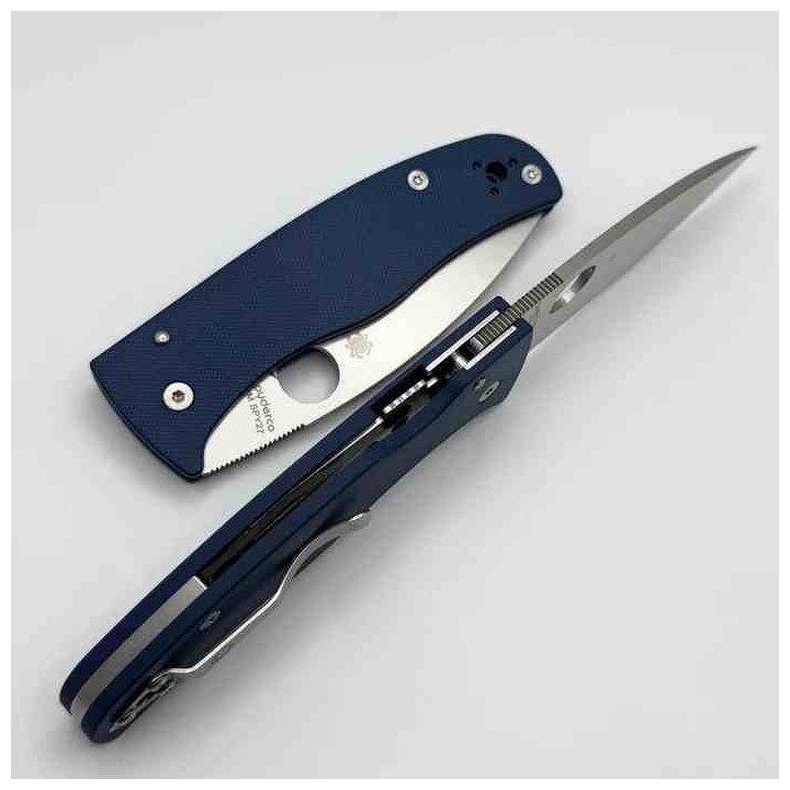 Couteau Spyderco Bodacious Lame Acier CPM SPY27 Manche G10 Bleu Cobalt Compression Lock Clip USA SC263GPCBL - Livraison Gratuite
