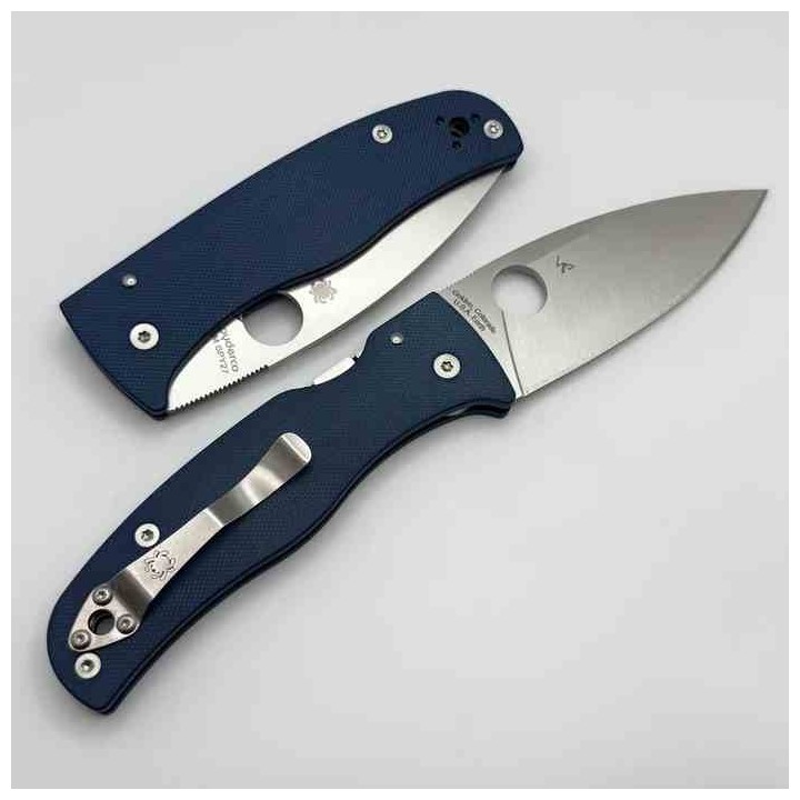 Couteau Spyderco Bodacious Lame Acier CPM SPY27 Manche G10 Bleu Cobalt Compression Lock Clip USA SC263GPCBL - Livraison Gratuite