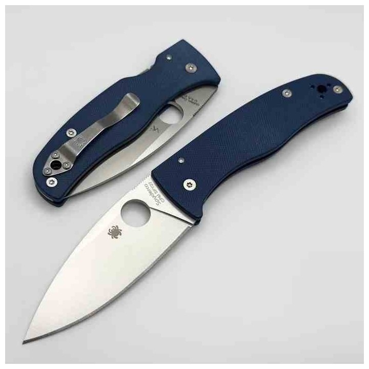 Couteau Spyderco Bodacious Lame Acier CPM SPY27 Manche G10 Bleu Cobalt Compression Lock Clip USA SC263GPCBL - Livraison Gratuite