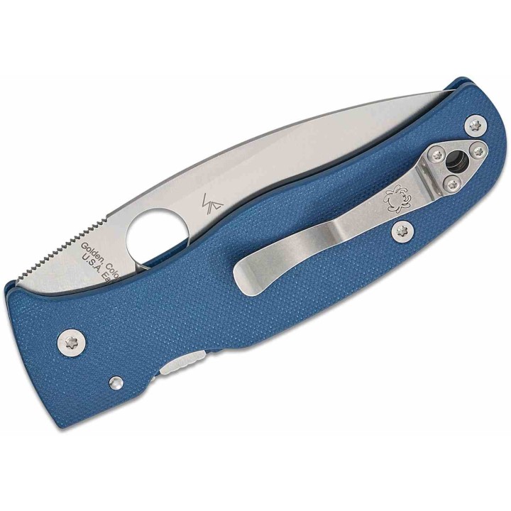 Couteau Spyderco Bodacious Lame Acier CPM SPY27 Manche G10 Bleu Cobalt Compression Lock Clip USA SC263GPCBL - Livraison Gratuite