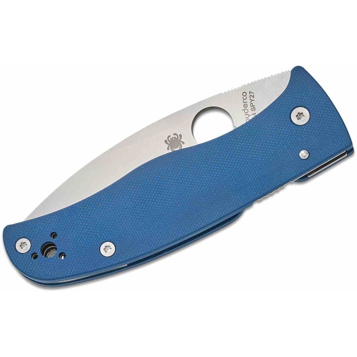Couteau Spyderco Bodacious Lame Acier CPM SPY27 Manche G10 Bleu Cobalt Compression Lock Clip USA SC263GPCBL - Livraison Gratuite